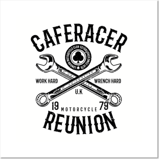 Cafe Racer Motorcycle Reunion Work Hard Wrench Hard Posters and Art